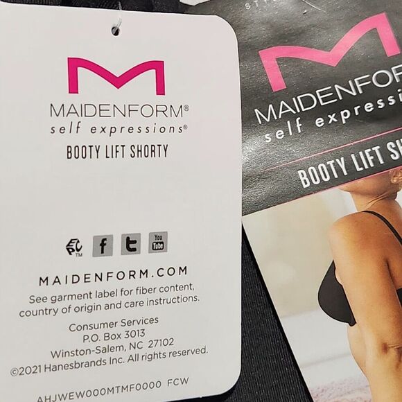 MAIDENFORM SHORTS BOOTY LIFT SHAPEWEAR SIZE 2XL BLACK SMOOTHING WAISTBAND - Picture 6 of 12